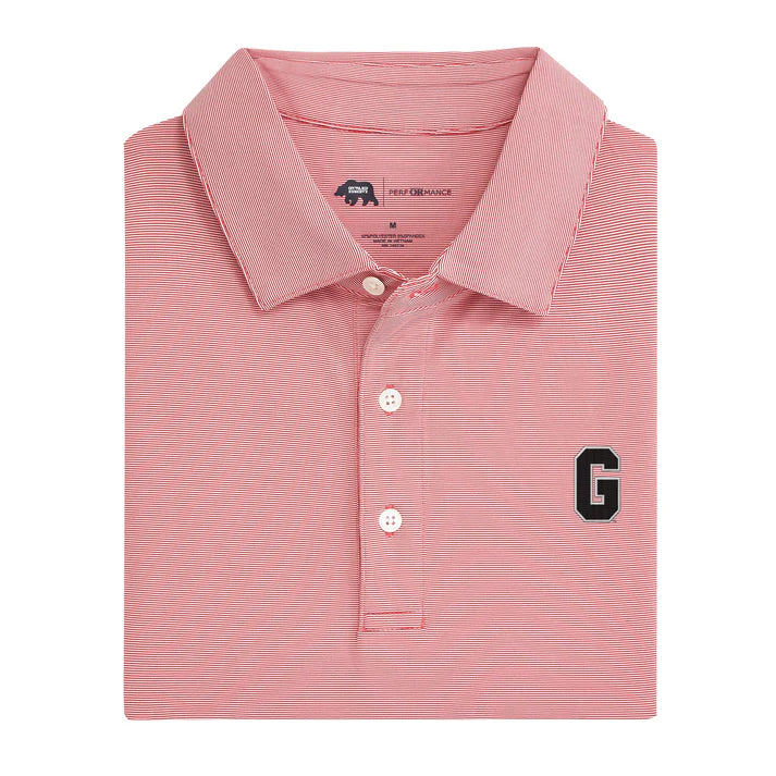 Onward Reserve Hairline Stripe Vintage G Performance Polo Red