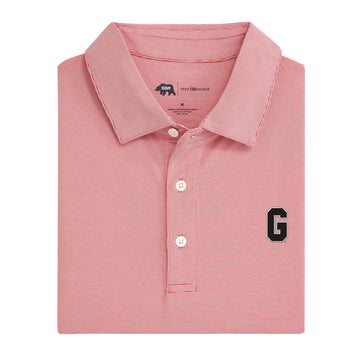 Onward Reserve Hairline Stripe Vintage G Performance Polo Red