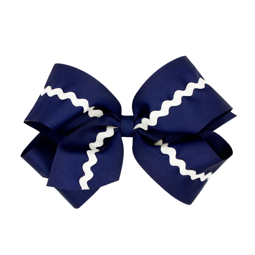Wee Ones King Ric Rac Bow- Navy – Wiregrass Designs