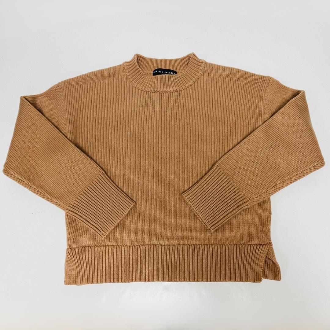 Classic Camel Ribbed Knit Sweater