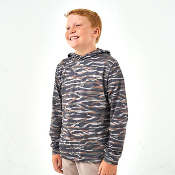 Burlebo Youth Performance Hoodie - Tiger Stripe Camo/Wetland