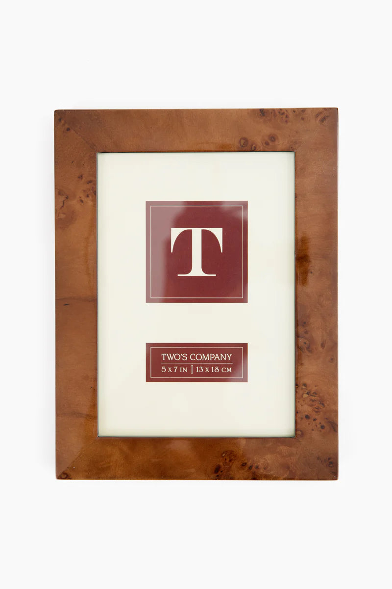 Two's Co Burled Wood 5x7 Photo Frame