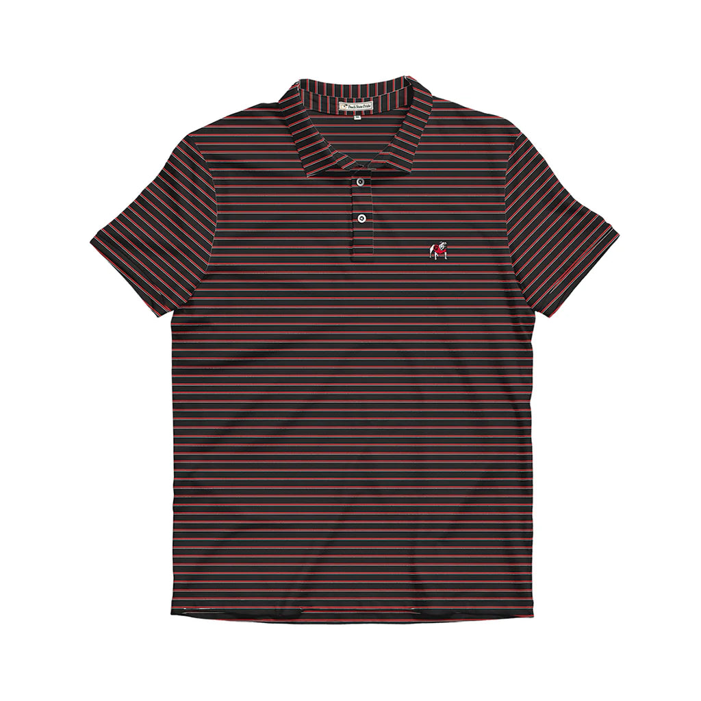 Peach State Pride Youth UGA Standing Dawg Black, White, & Red Poplar Performance Polo