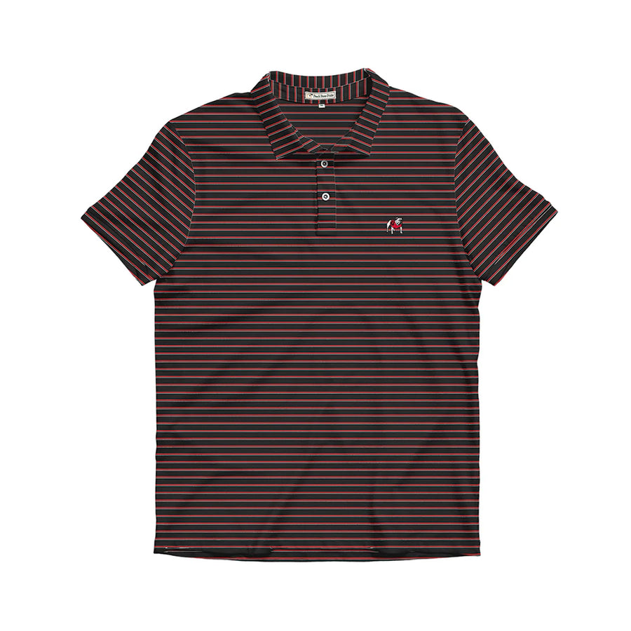 Peach State Pride Youth UGA Standing Dawg Black, White, & Red Poplar Performance Polo