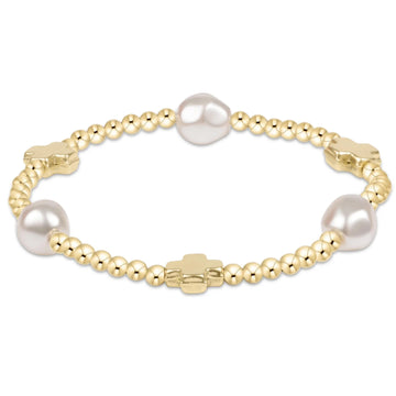 Enewton Signature Cross Admire Pearl Pattern 3mm Bead Bracelet - Gold