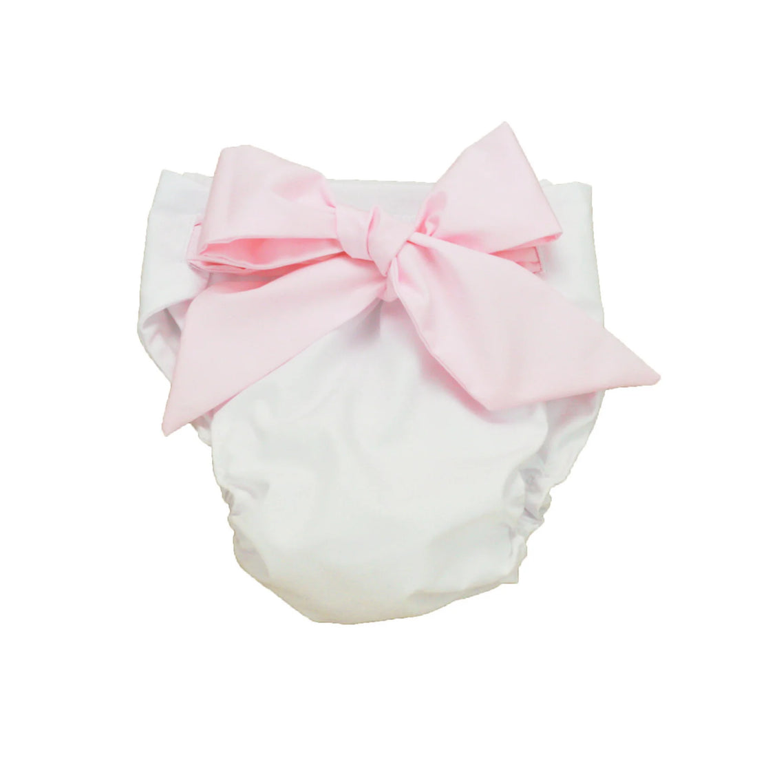 Beaufort Bonnet Baby Bow Bottom Bloomer- Worth Avenue White  With Palm Beach Pink