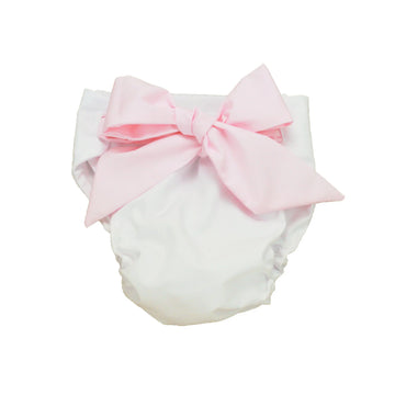 Baby Bow Bottom Bloomer- Worth Avenue White With Palm Beach Pink
