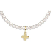 Enewton Classic Pearl 3mm Bead Bracelet - Signature Cross Gold Charm