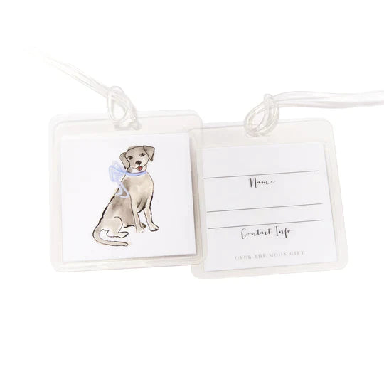 Over The Moon Bag Tag-Dog with Blue