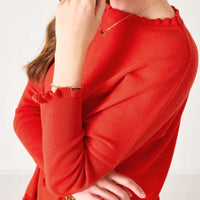 MerSea Catalina Cotton Ruffle Sweater - Desert Red