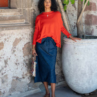 MerSea Catalina Cotton Ruffle Sweater - Desert Red