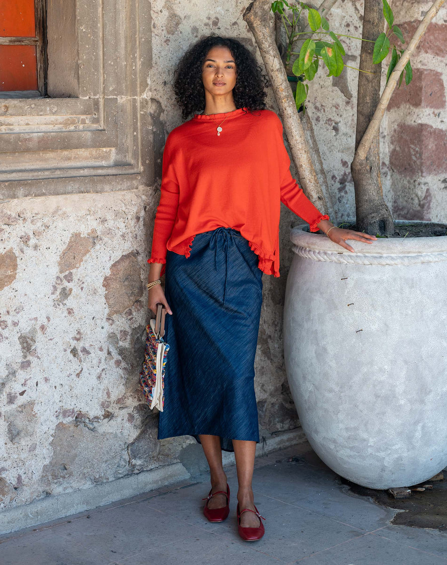 MerSea Catalina Cotton Ruffle Sweater - Desert Red