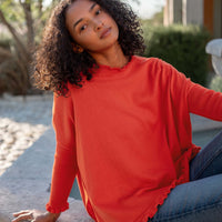 MerSea Catalina Cotton Ruffle Sweater - Desert Red