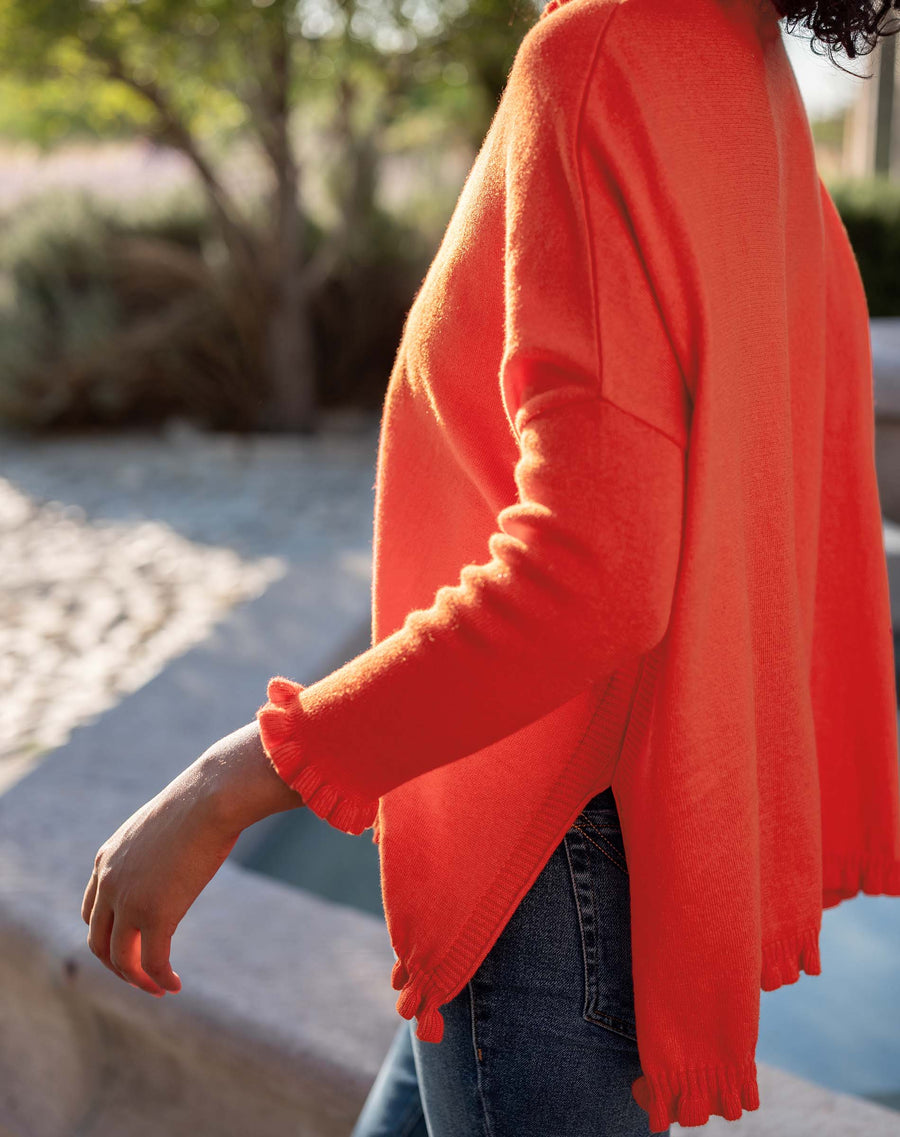 MerSea Catalina Cotton Ruffle Sweater - Desert Red