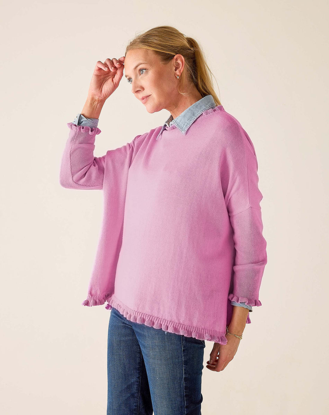 MerSea Catalina Cotton Ruffle Sweater - Petal Pink