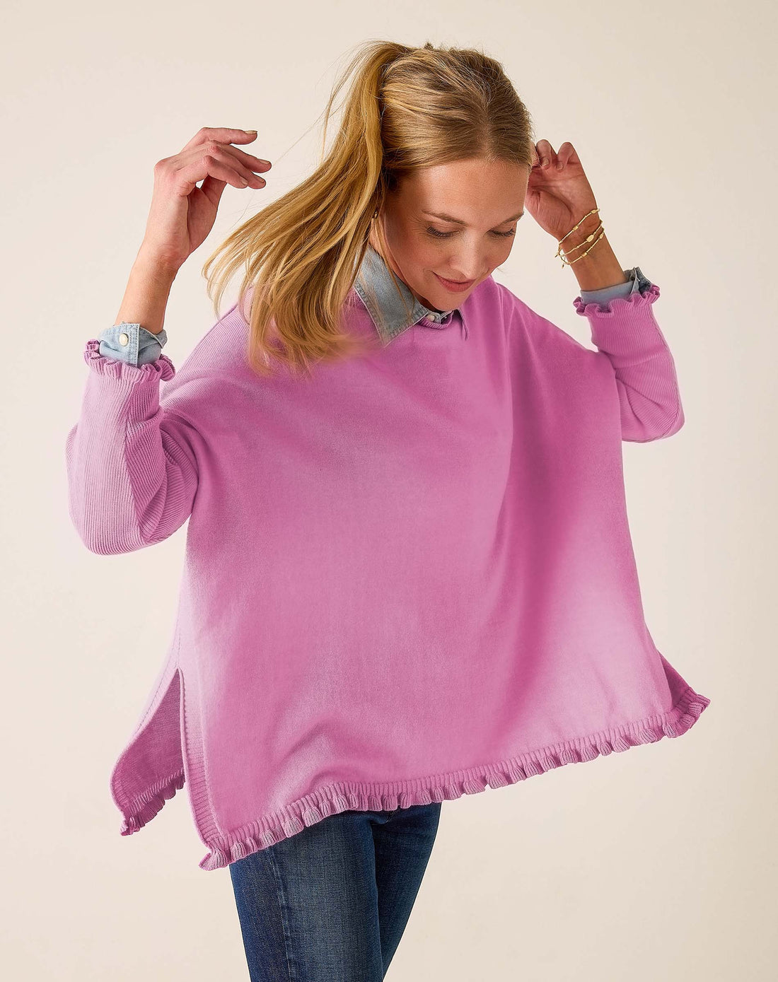 MerSea Catalina Cotton Ruffle Sweater - Petal Pink