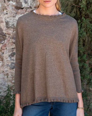 MerSea Catalina Cotton Ruffle Sweater - Taupe