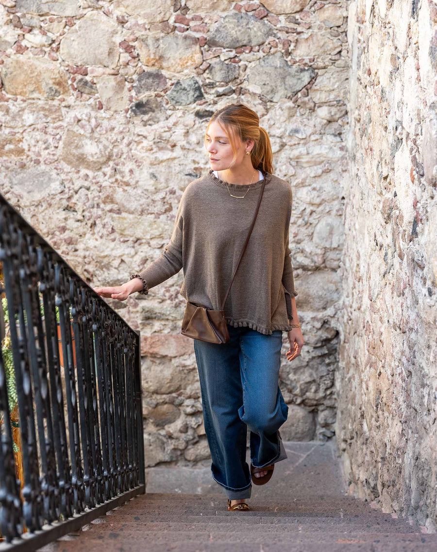 MerSea Catalina Cotton Ruffle Sweater - Taupe