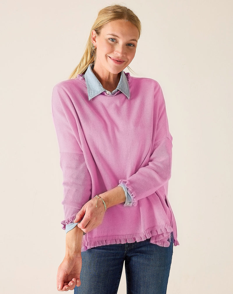 MerSea Catalina Cotton Ruffle Sweater - Petal Pink