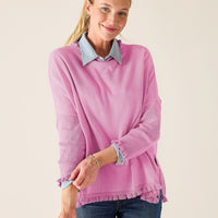 MerSea Catalina Cotton Ruffle Sweater - Petal Pink