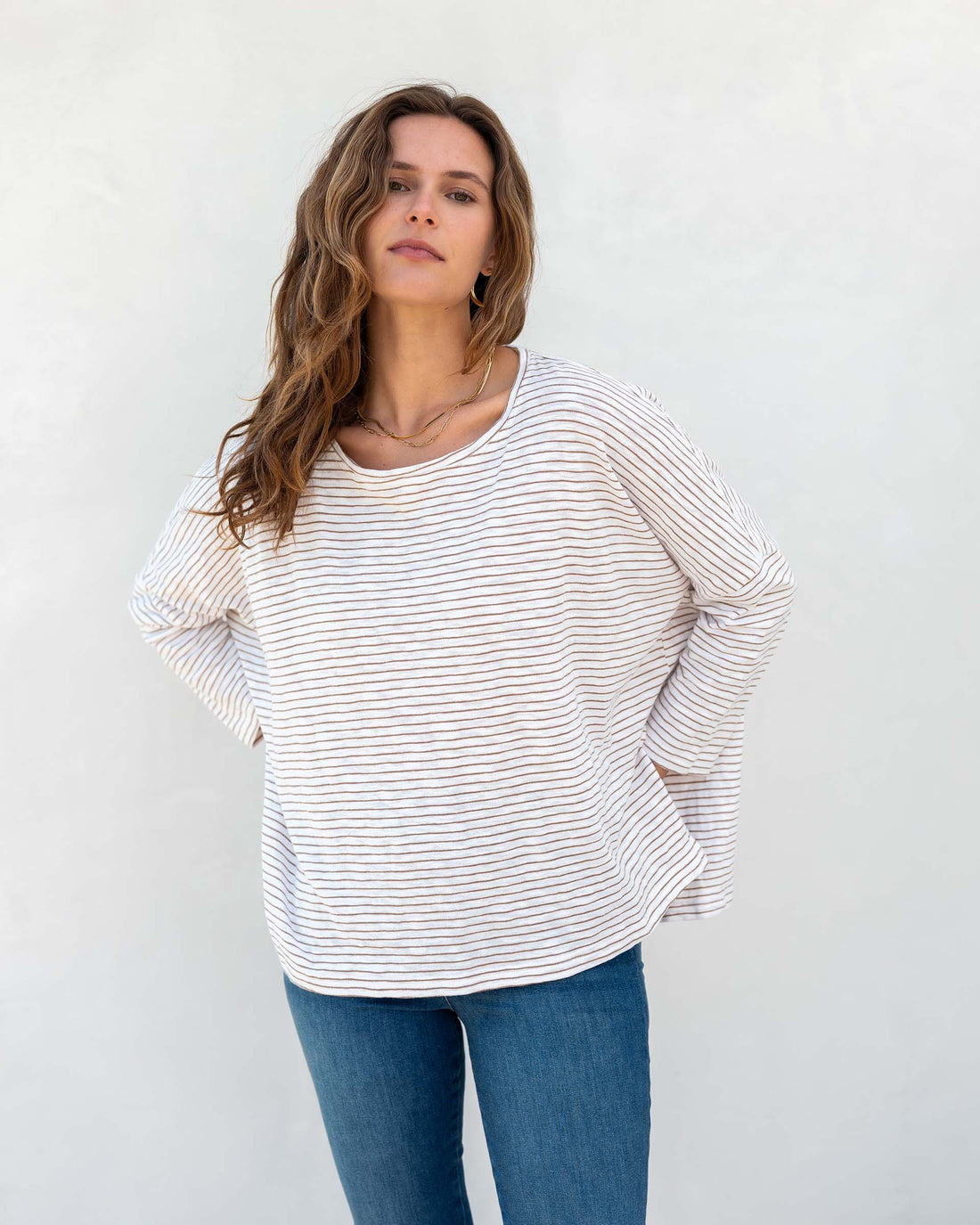 MerSea Catalina Long-Sleeve Tee - Taupe Stripe