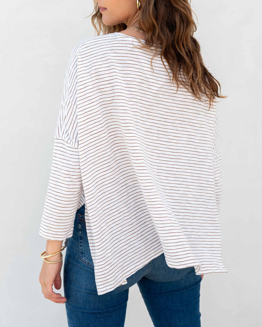 MerSea Catalina Long-Sleeve Tee - Taupe Stripe