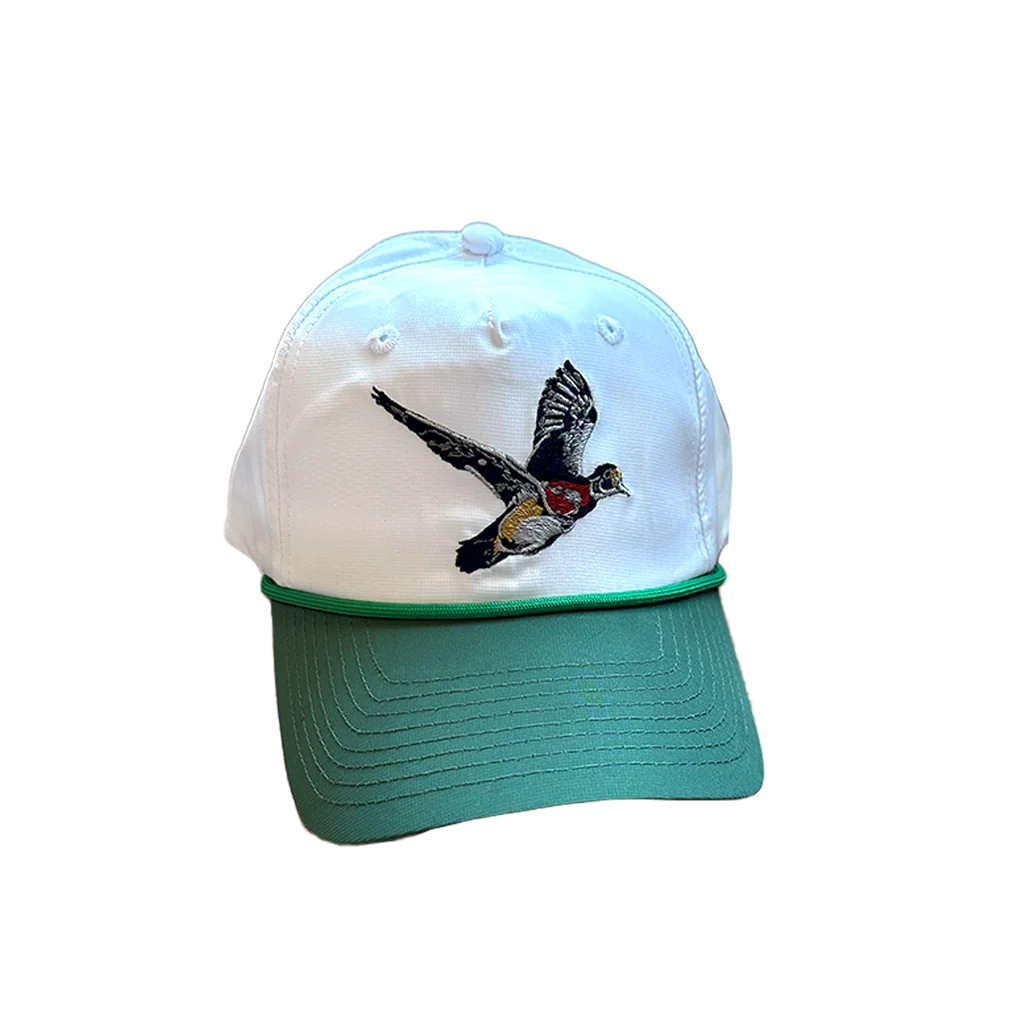 Peach State Pride Wood Duck 5 Panel Performance Cap - White & Green