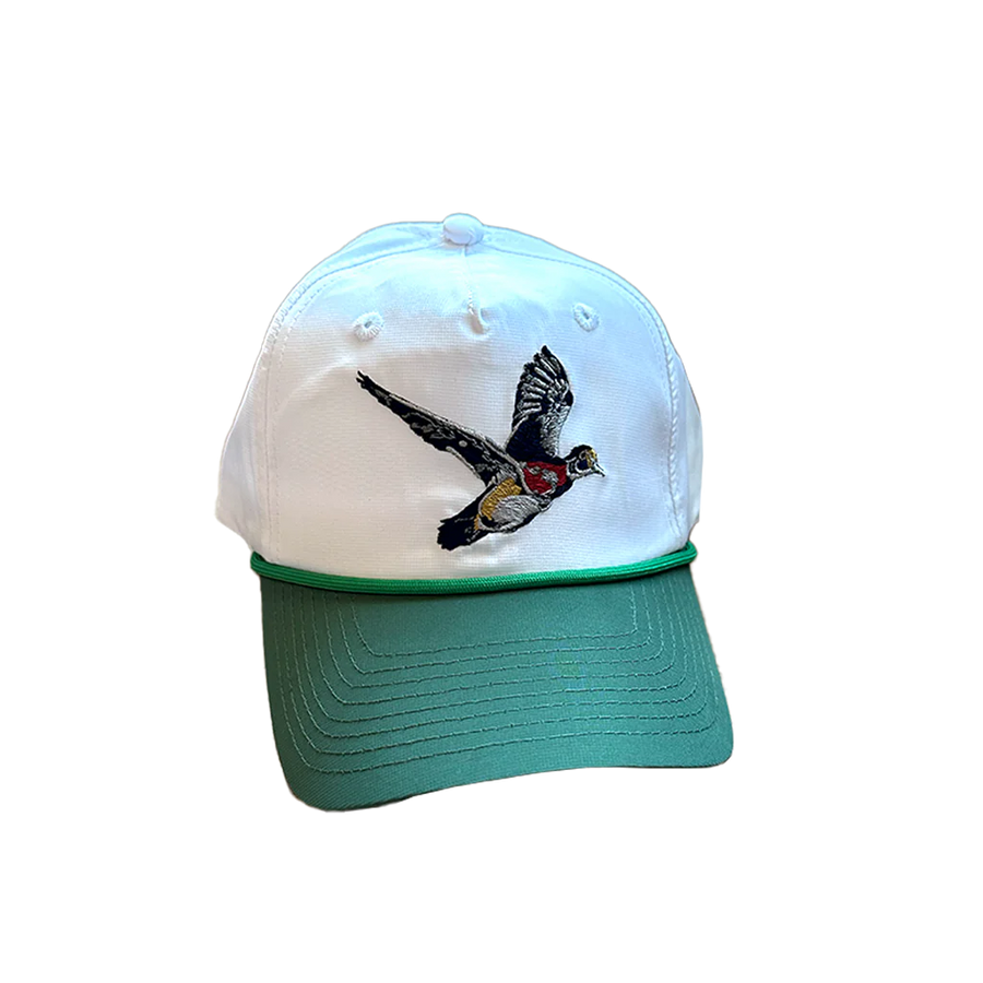 Peach State Pride Wood Duck 5 Panel Performance Cap - White & Green