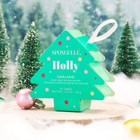 Spongelle Holiday Tree Ornament Body Wash Infused Buffer Holly-Garland