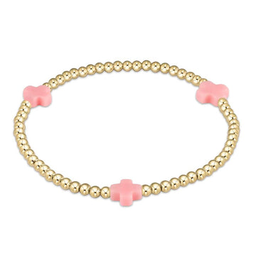 Enewton Egirl Signature Cross Gold Pattern 3mm Bead Bracelet Pink