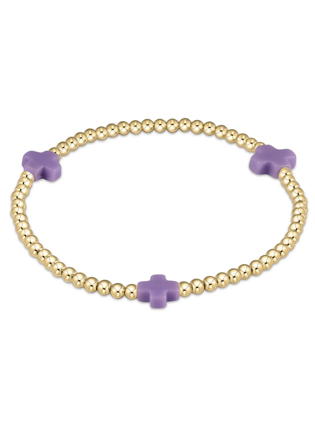 Enewton Egirl Signature Cross Gold Pattern 3mm Bead Bracelet Purple