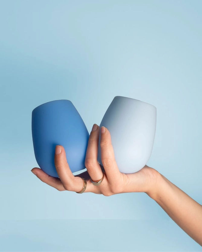 Porter Green Silicone Stemless Wine Glasses - Sky + Kingfisher