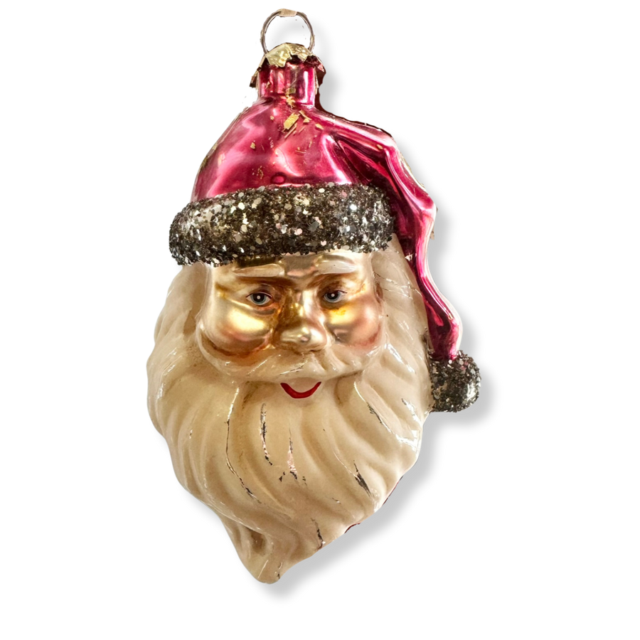 D. Stevens Santa Head Glass Ornament