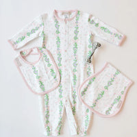 Beaufort Bonnet Oopsie Daisy Burp Cloth - Fincastle Floral/Palm Beach Pink