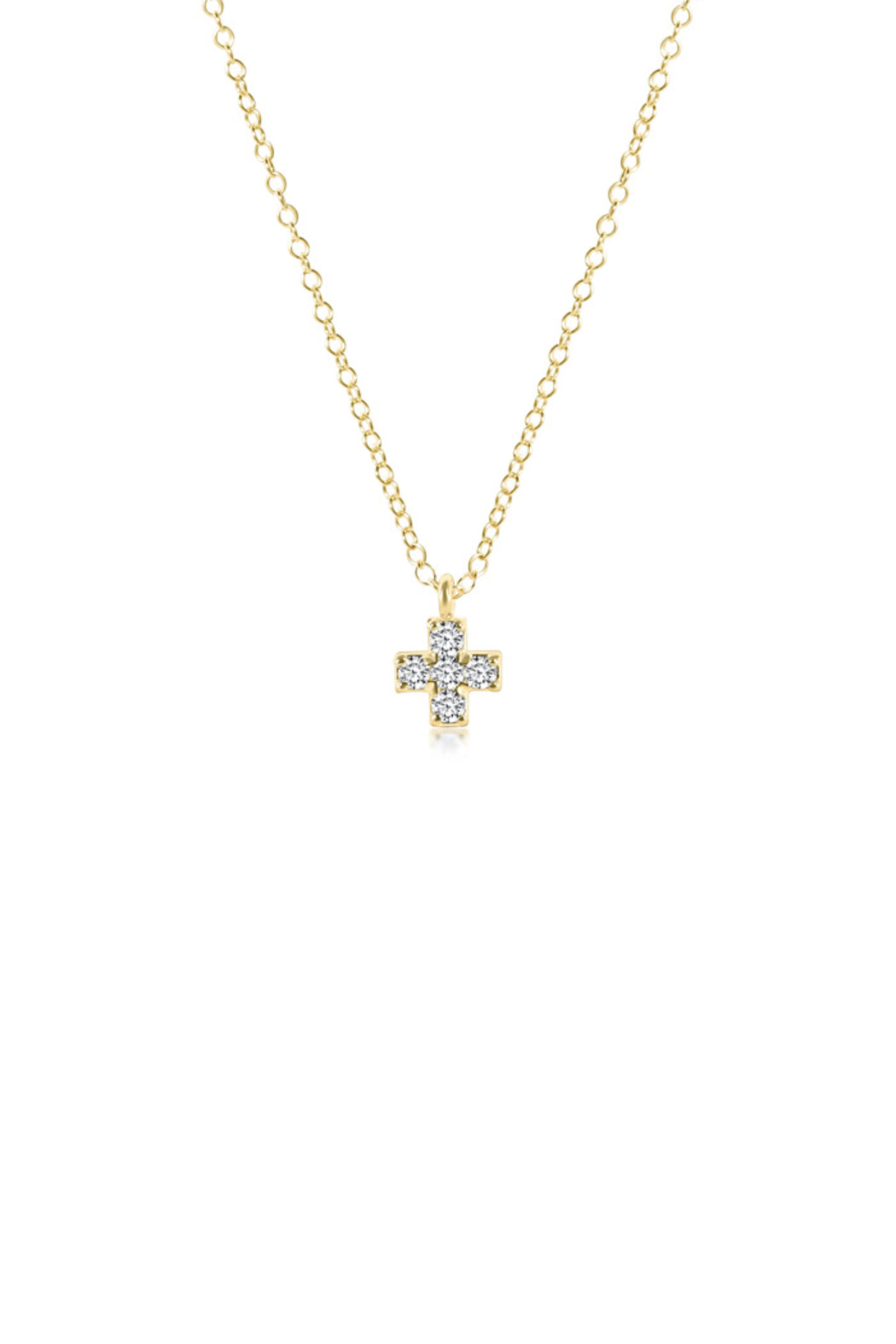 ENewton 14k Gold and Diamond Signature Cross Necklace