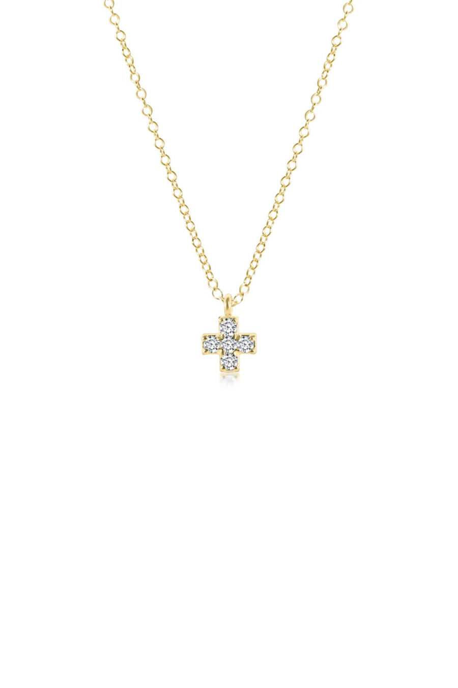 ENewton 14k Gold and Diamond Signature Cross Necklace