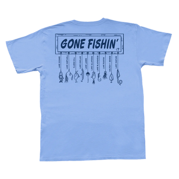 Peach State Pride Gone Fishin' Youth SS Pocket Tee - Barrier Blue