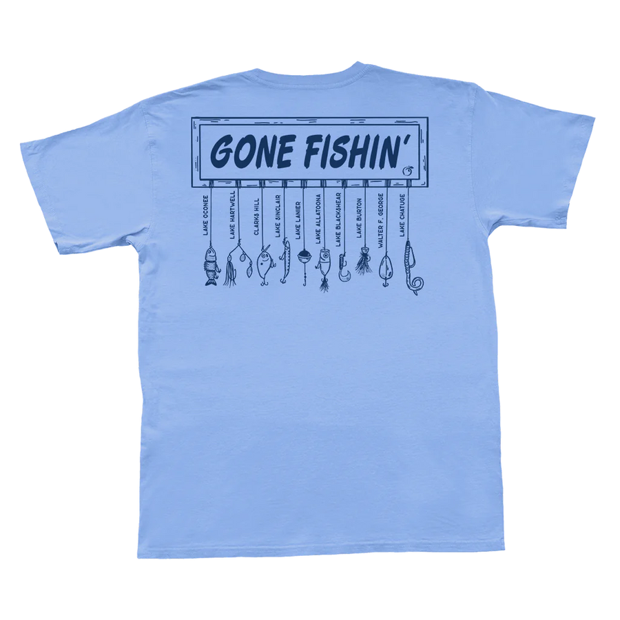 Peach State Pride Gone Fishin' Youth SS Pocket Tee - Barrier Blue