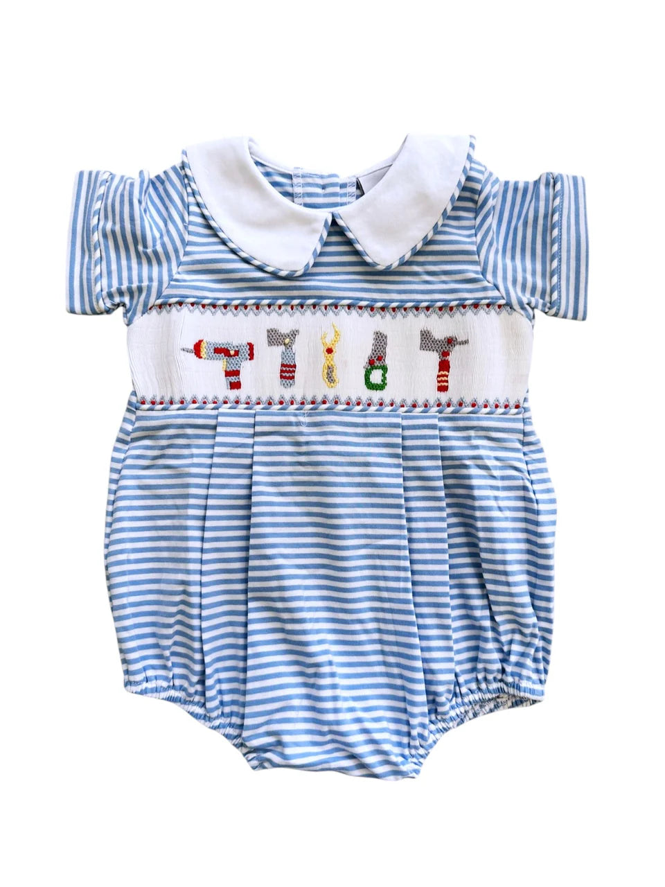 Delaney Mini Stripe Smocked Tools Short Bubble