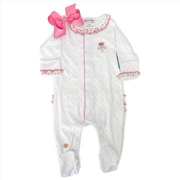 Magnolia Baby Autumn's Classics Embroidery Ruffle Footie Pink