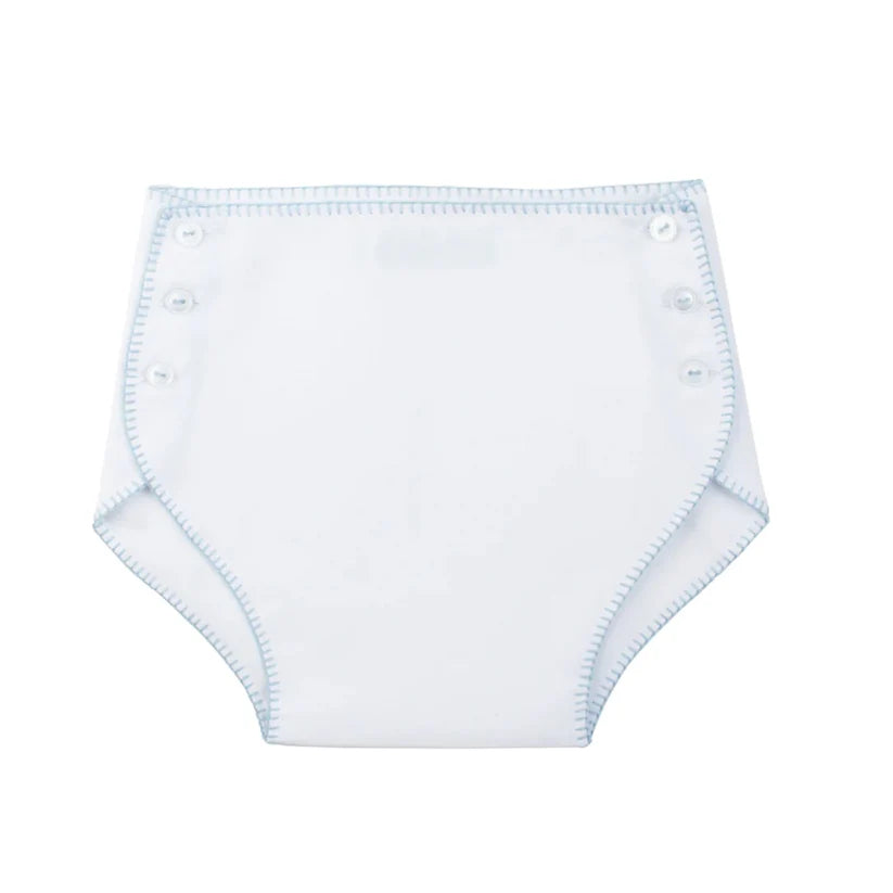 Feltman Brothers Button Blue Trim Diaper Cover