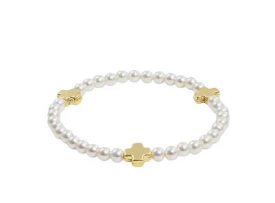 Enewton Signature Cross Small Pearl Pattern 3mm Bracelet