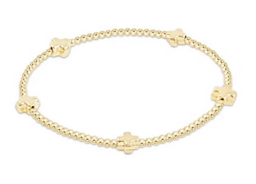 Enewton Signature Cross Small Gold Pattern 2mm Bead Bracelet - Gold