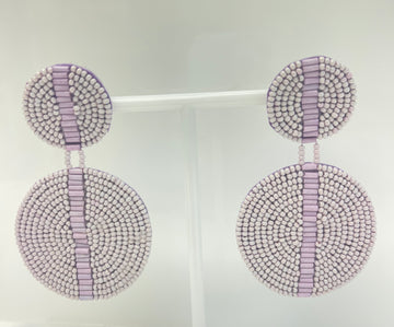 Bead Double Disc Lavender Earring