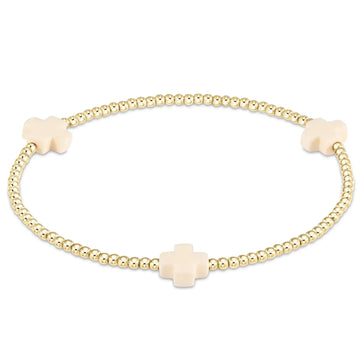 Enewton Signature Cross Small Gold Pattern 2mm Bead Bracelet - Off-White