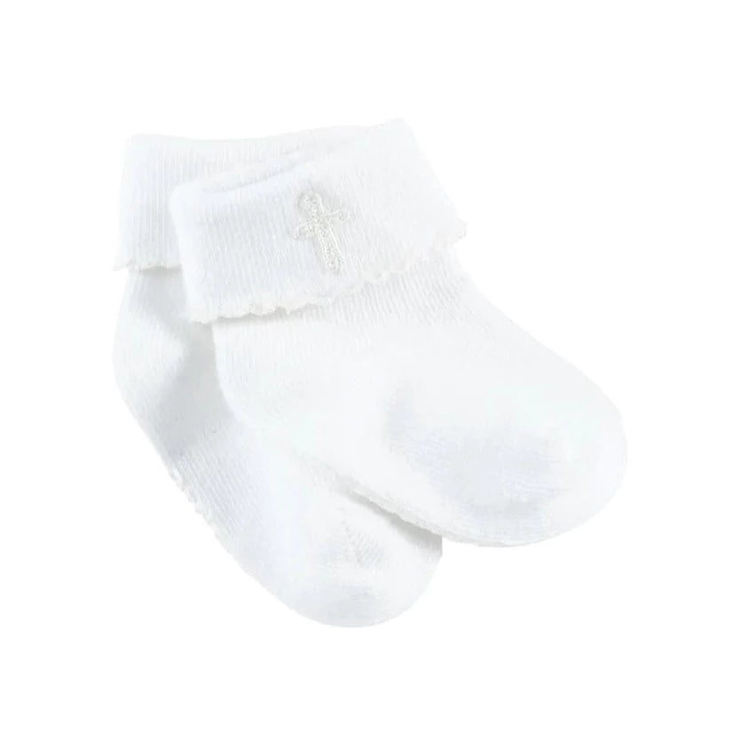 Mud Pie Baby Cross White Socks