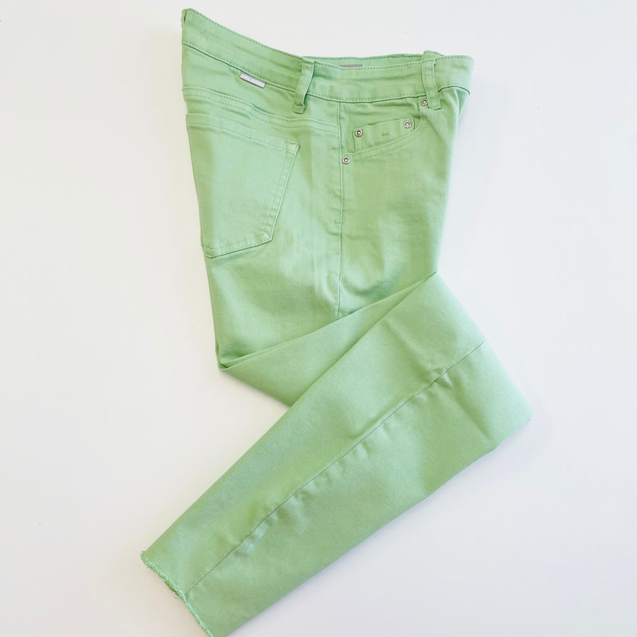 Tractr Jeans- High Rise Crop - Smoked Green