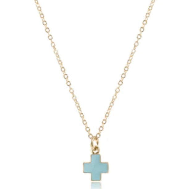 ENewton Signature Cross Gold Charm-Turquoise : 16"