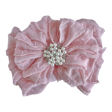 Rockin Royalty Pearl Ruffled Headband - Sweet Pink