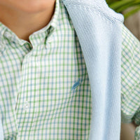 Beaufort Bonnet Dean's List Dress Shirt Kiawah Kelly Green & Barrington Blue Chandler Check With Barrington Blue Stork